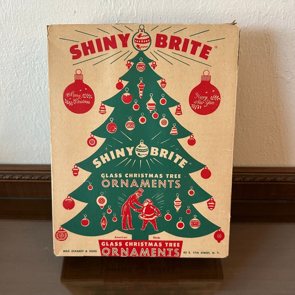 Vintage Shiny Brite Glass Christmas Ornament Empty Box 1 Dozen Size Mid Centuryโ